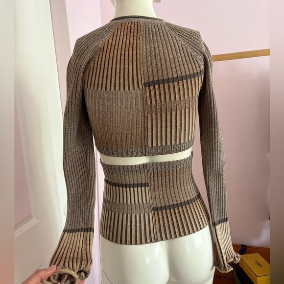 Jonathan Simkhai Ribbed Knit Sweater in Tan and Gray - Picture 7 of 9